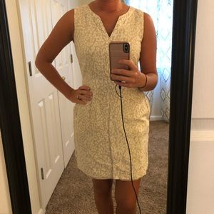 Cream & White Leopard Print Banana Republic Dress